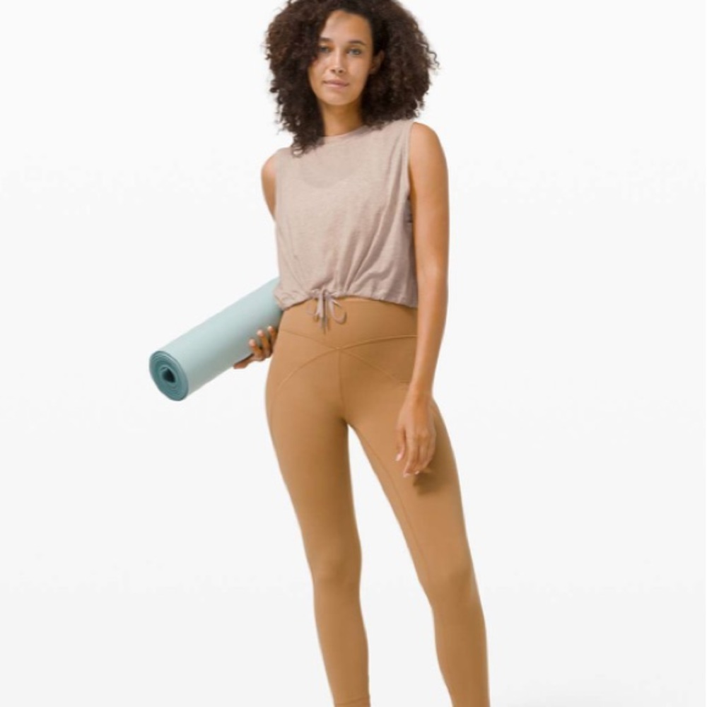 Lululemon Adapt to You Tank Heathered Dune Crop Tank Beige Medium
